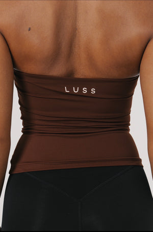 Cocoa rich brown sculpting halter crop top — Muse Halter by LUSS Active